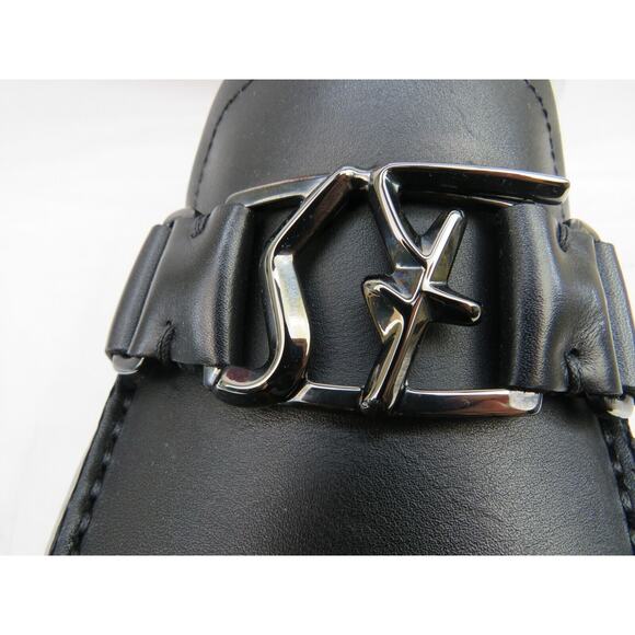 FERRAGAMO PETER BLACK LEATHER SF LOGO BUCKLE MOCCASIN DRIVING LOAFERS 8.5 EE main image 8